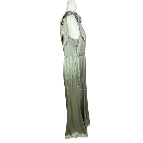 Area Stars One Shoulder Bow Tie Satin Maxi Dress - Picture 2 of 8
